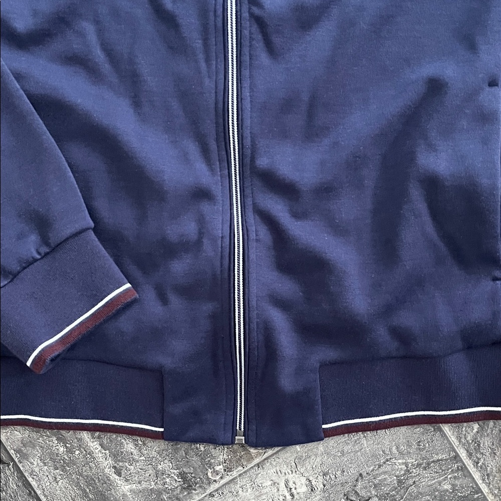 ROBERT GRAHAM Navy Blue Zip-up Sweater Preppy Coastal Casual Cottagecore - Picture 8 of 12